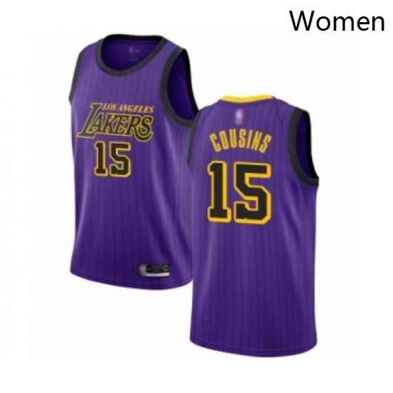 Womens Los Angeles Lakers 15 DeMarcus Cousins Swingman Purple Basketball Jersey City Edition